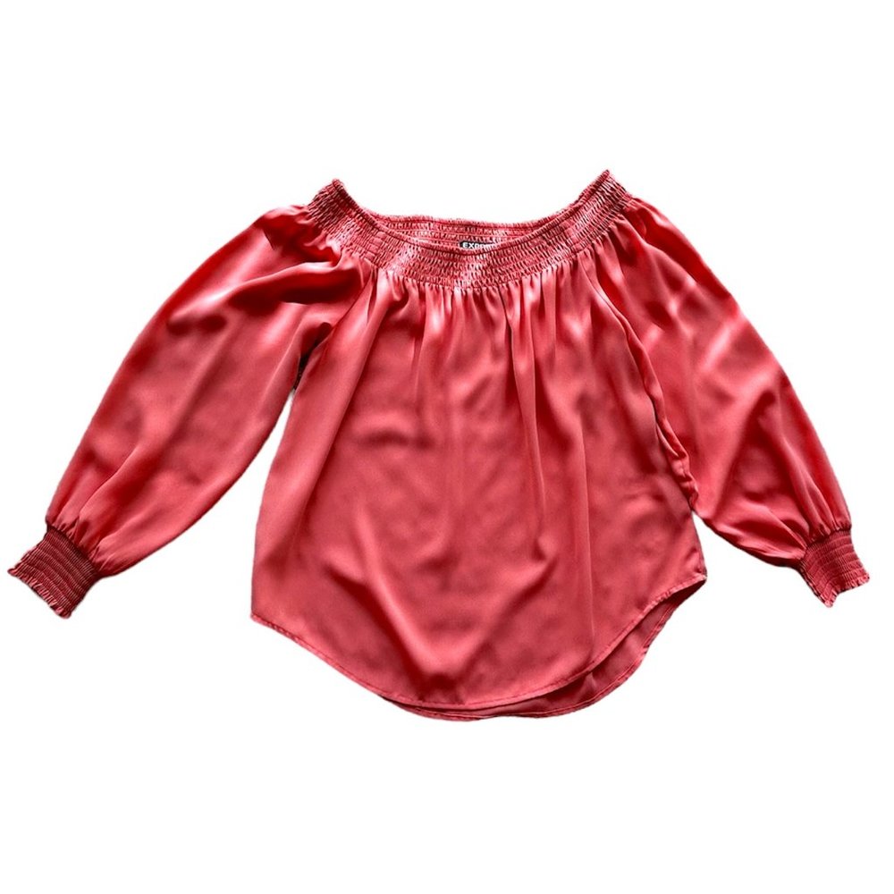 Express Off The Shoulder Long Sleeve Coral Blouse Size XS